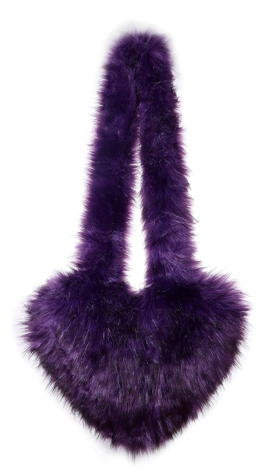 Womens Faux Fur Shoulder Purse Fleece Love Bag Heart Shape Y2k Crossbody Bag Chic Handbag Shoulder Bag